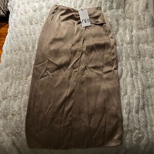 ZARA Tan Midi Skirt